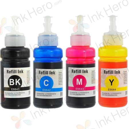 4 Stück Epson T664 Schwarz und Farbe (Ink Hero)