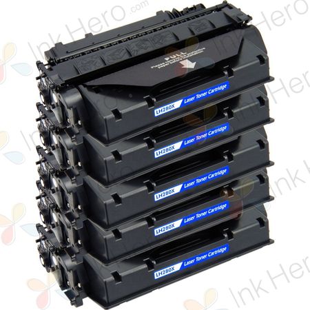 5 stück HP 80X (CF280X) schwarz XL toner (Ink Hero)